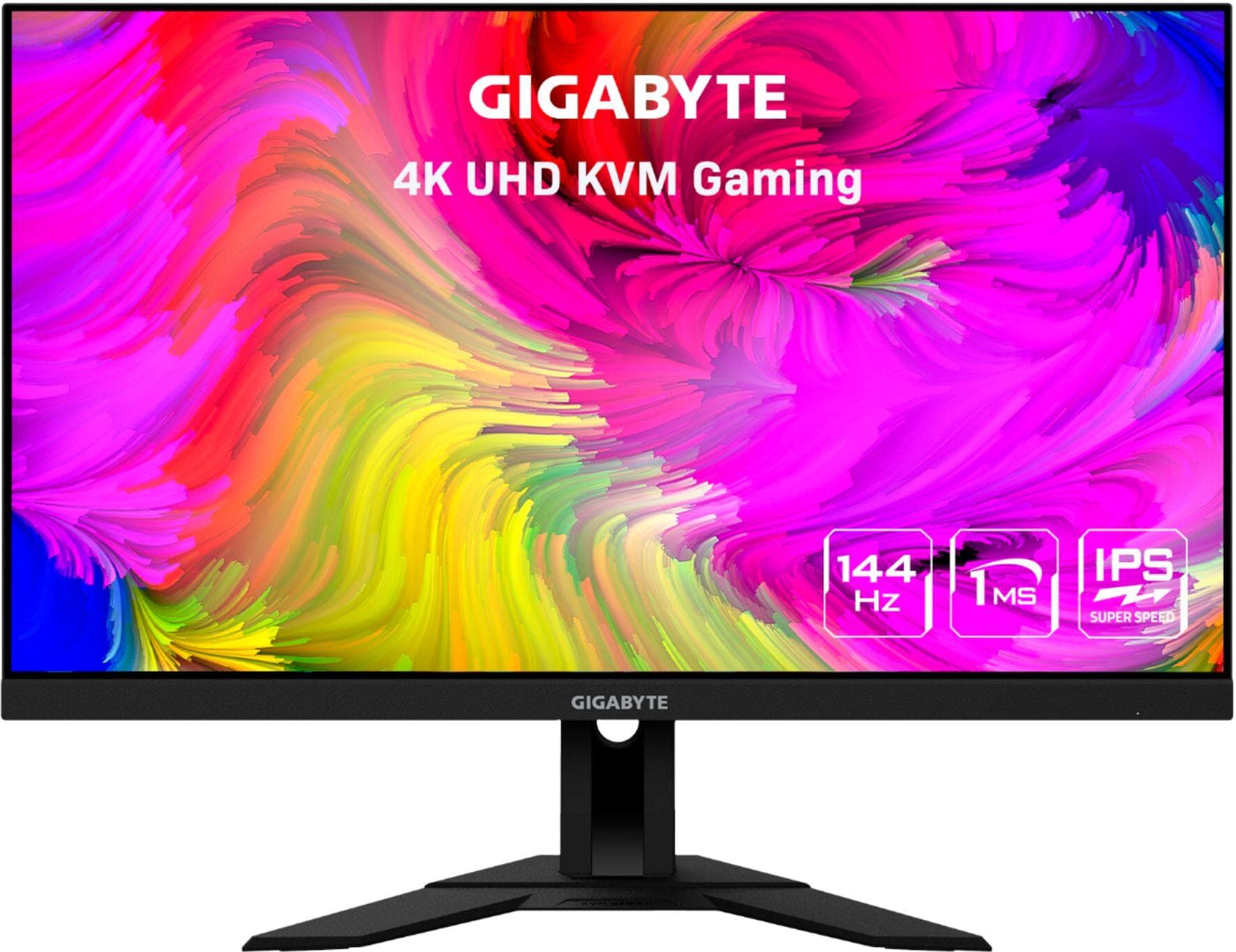 Gigabyte M28U 28-inch 4K 144Hz gaming monitor on stand