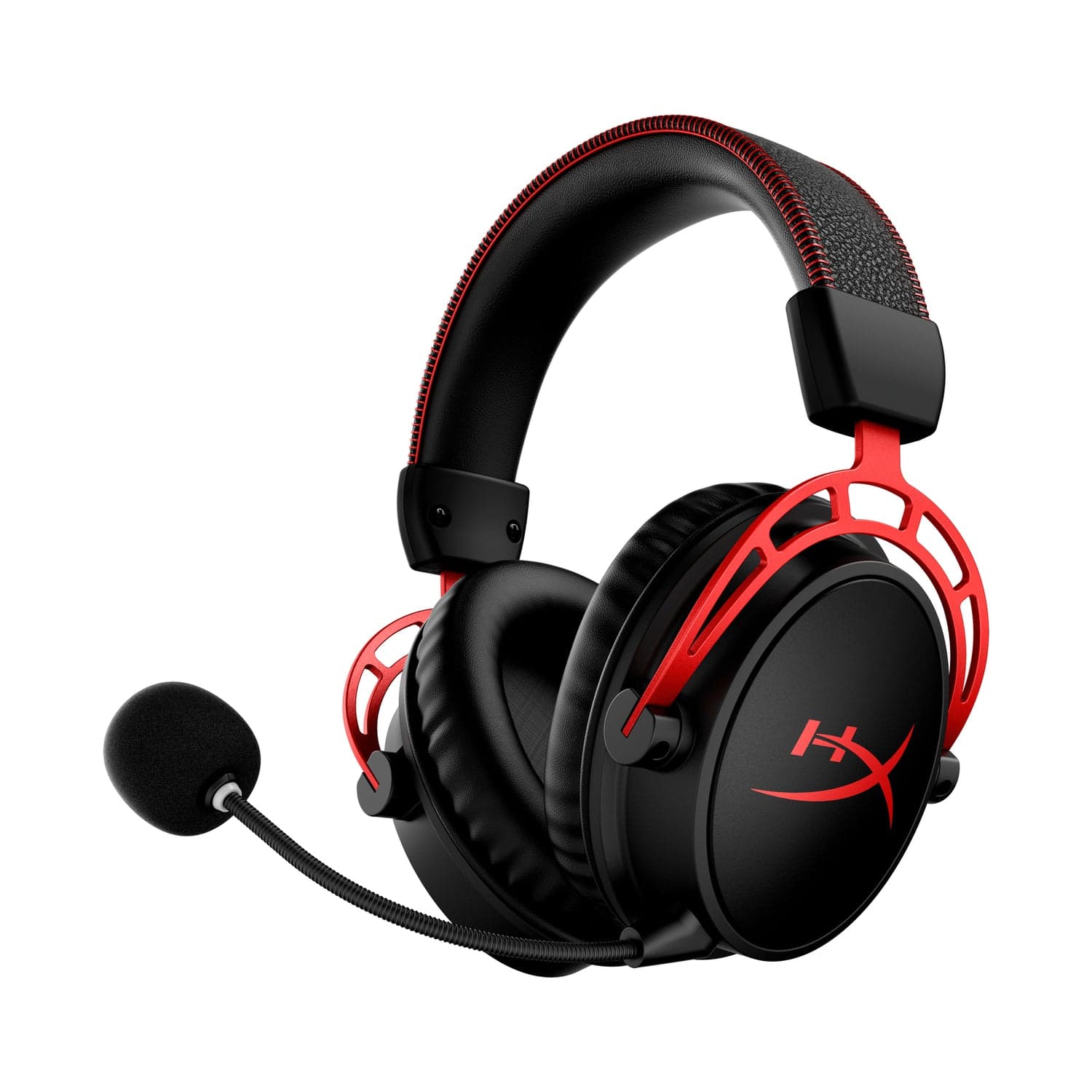 HyperX Cloud Alpha Wireless gaming headset in black with red accents and detachable boom mic